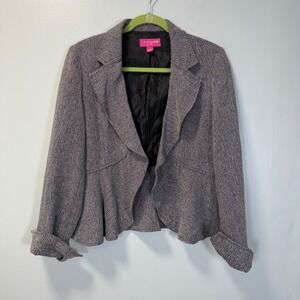 Liz Lange for Target Maternity Blazer Gray Herringbone Peplum Jacket Medium